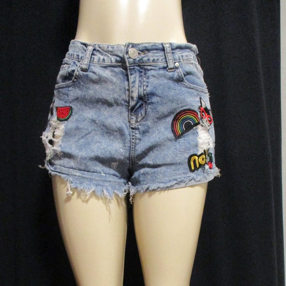 Hot Kiss Distressed Blue Jeans Cut Off Shorts -- Final Price - Picture 1 of 9